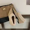Zapatos Mary Jane con Tacón de Cuña y Punta Francesa, Nuevo Modelo Otoño/Invierno 2026, Zapatos de Algodón Forrados de Felpa