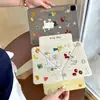 Funda linda de gato con dibujo de línea adecuada para tableta Apple iPad, con ranura para lápiz, mini cubierta protectora, pegatina lateral Pro desmontable