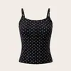 Top Regata Puro Desejo com Bolinhas e Costas Cruzadas com Bojos Embutidos, Colete Sexy Emagrecedor sem Costas para Mulheres, Adequado para Usar por Dentro ou por Fora