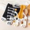 Calcetines para Mujer de Invierno Engrosados de Media Caña con Forro Polar Polar Coral Medio Calcetines de Garra de Gato Dibujos Animados Calcetines de Piso para Dormir