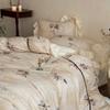 Nantong Home Textiles Renda Francesa Escovada Algodão de Fibra Longa Conjunto de Roupa de Cama de Quatro Peças Lençóis Florais Retrô Inverno