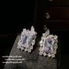 Pendientes Alexander Dopamina con Piedras Preciosas Grandes Familia Rica Chapados en Oro Oro de 18 Quilates Morado Pavo Real Zirconia Morada