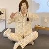 Pijama de burbujas arrugadas de manga larga para primavera y otoño para mujer, lindo dibujo animado de dona, estilo coreano, estilo ins, ropa de casa de una pieza para entrega