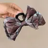 Presilha de Garra Xadrez com Laço Estilo Coreano Moda Presilha Tubarão Simples Etiqueta Dourada Presilha para Coque na Nuca Acessórios de Cabelo Atacado