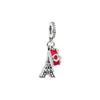 Joyería de Plata Vintage Cuentas de Agujero Grande AMOR Sol Corazón Flor de Cerezo Rosa Torre Eiffel Colgante Accesorios para Pulsera DIY