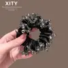 Elástico de Cabelo Brilhante de Cristal Luxuoso e de Alta Qualidade, Elástico de Cabelo Moderno de Alta Elasticidade para Penteados de Coque, Novo Elástico de Cabelo Estilo Coreano para Mulheres