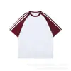 Jin270G Verano Nueva Marca de Moda Camiseta de Manga Corta Raglán para Hombre Corte Holgado Rayas Empalmadas Pareja Adolescentes Mangas Tres Cuartos