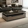 Mesa de centro de vidro temperado de luxo leve, adequada para salas de estar, com design simples, grande capacidade de armazenamento e formato retangular, ideal para apartamentos pequenos