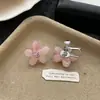 Brincos de Tarraxa Flor de Zircônia Colorida Estilo Coreano com Toque de Luxo, Frescos e Estilosos, Brincos Versáteis e de Design Único para Mulheres