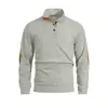 Prenda de punto de cuello alto para otoño e invierno transfronteriza, pana con detalles de cuero, sudadera de color liso, top casual a rayas para hombre estilo europeo y americano