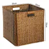 Cesta de almacenamiento de mimbre sintético ropa sucia juguetes bocadillos artículos varios cesta de almacenamiento tejida en bambú hogar sala de estar mueble de TV escritorio completo