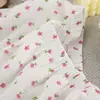 Otoño e Invierno Crepé Algodón Puro Estilo Europeo y Americano Suave y Dulce Floral Manga Corta Pantalones Cortos Conjunto de Dos Piezas Moda Ropa de Casa para Mujer