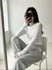 Camiseta Básica Cuello Redondo para Mujer, Ajuste Delgado Otoño e Invierno, Top de Ropa Interior Cálida Casual de Moda, Camiseta de Manga Larga Hombro Normal para Mujeres Jóvenes