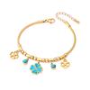 Collar de estrella de cinco puntas con cuentas de transferencia de tubo redondo europeo y americano, turquesa, redondo romano, colgante de clavícula, aretes largos con borla, pulsera para mujer