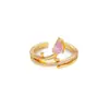 Anillo de Zirconia Gota de Perfume de Tulipán Anillo de Moda Anillo para Dedo Índice Joyería Personalizada Estilo Fresco Anillo de Tulipán