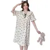 Pijama de Algodón Nube para Mujer Verano Manga Corta Camisón con Almohadilla en el Pecho Estilo Dulce Coreano Tallas Grandes 220 Jin Ropa para Casa