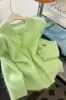 Ropa Especial Zhengqi/Novedad Invierno 2026 Estilo Suave y Perezoso Suéter de Punto Verde con Cuello Polo para Mujer, Manga Larga, Corte Holgado