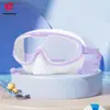 Óculos de natação infantis de armação grande com proteção nasal, modelo novo, alta definição, à prova d'água, antiembaçante, óculos de silicone galvanizado com protetores auriculares integrados