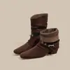 Botas Martin de uso duplo feminino, novidade outono e inverno de 2026, botas de cavaleiro vintage, botas cowboy estilo western em camurça, botas finas de bico quadrado