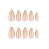 Uñas Press-On Francesas Estilo Nude Transparente de Longitud Media Almendradas con Bordes Dorados, Manicura Europea y Americana de Moda Simple y Sofisticada de 24 Piezas
