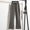 Foto real em estoque: Novos calças casuais Baidu de outono de 2025, tamanho grande, cintura alta, elásticas, modeladoras, calças de moletom esportivas da moda para meninas