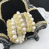 Accesorios de Borde de Encaje con Perlas Estilo Chanel, Tela de Cuello de Perlas, Tira Decorativa para Cuello de Ropa con Borde de Encaje