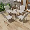 Mesa y silla de exterior madera plástica juego de tres o cinco piezas patio anticorrosión impermeable Protección Solar combinación Ocio exterior balcón jardín