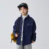 Haima Roupas Infantis 2025 Inverno Nova Camisa de Veludo Cotelê para Meninos com Forro de Lã e Camisa Interna Grossa Estilo Coreano