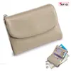 Cartera corta popular para mujer de cuero genuino con textura de cuero suave, billetera tipo clutch, bolsa de almacenamiento de gran capacidad, billetera multifuncional