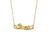 Nuevo Collar de Oro Arena Vietnamita Estilo Europeo y Americano Versátil Anillo de Circonio Cadena de Clavícula de Leopardo Joyería de Diseño de Lujo Ligero para Mujer