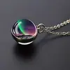 Em estoque Colar Aurora pingente de bola de vidro luminoso criativo 20mm cristal corrente de clavícula de prata cruzamento de fronteira