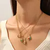 Joyería de Acero de Titanio Chapado en Oro de 18 Quilates Tendencia Europea y Americana Forma de Corazón Gota de Agua con Múltiples Diamantes Collar Nicho de Corazón de Melocotón con Diamantes de Colores para Mujer