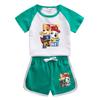 Traje de verano para bebé de niño y niña de dibujos animados del equipo Wang Wang, nuevo para niños, de algodón, manga corta, shorts, delgado de dos piezas, fino