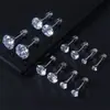 Pendientes de Acero de Titanio de Grado Médico con Rosca, No Extraíbles, Aptos para Dormir, Clavos para Cartílago Auricular, Pendientes Brillantes de Diamante, Joyería para Cartílago Auricular para Mujeres