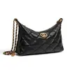 Bolso Hobo de Piel Genuina de Cordero Pequeño Versión Alta para Mujer Patrón Acolchado Estilo Pequeño Fragante Hombro Único Cruzado de Mano Debajo del Brazo Cadena