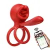 Anillo de bloqueo vibratorio activo para hombres, anillo vibrador para lamer la lengua, funda para pene, anillo de restricción del prepucio, juguete sexual para adultos