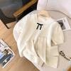 Ropa de Punto con Lazo de Encaje para Mujer Primavera y Otoño Nueva Ropa de Punto de Color Sólido Ajustada Top Suéter Base