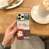 Capa de celular estilo coreano com estampa floral pequena e patchwork com tema de cachorro, compatível com Apple 17 Pro Max, iPhone 16 e iPhone 15. Capa rígida e fofa.