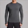 Camiseta interior base transpirable elástica para hombre, amigable con la piel, de manga larga, absorbente de humedad, para deportes al aire libre, correr, senderismo, fitness, casual