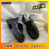 Zapatos Pequeños de Cuero Blancos con Suela Gruesa para Mujer, Plataforma Trendy Retro Chunky Tacones Altos, Estilo Británico Petite Versátil Ins Super Gruesos