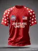 Estación Independiente 2025 Impresión 3D Digital Aniversario 250 de EE. UU. Manga Corta Cuello Redondo Casual Cómodo Ajuste Holgado Camiseta