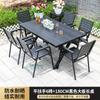 Conjunto de mesa e cadeira de plástico e madeira para exterior, pátio, jardim, mesa e cadeira de liga de alumínio para rua comercial, combinação de mesa e cadeira de engenharia