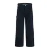 Pantalones Cargo Plegados Multibolsillos Retro Feng para Hombres y Mujeres Streetwear Holgados Vintage Pierna Recta Retro Americano