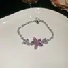Pulsera Rosa de Zirconia para Chica Dulce Estilo Coreano Ins Fresca Dulce Versátil Pulsera Lujo Ligero Sensación de Alta Gama Joyería para Mano