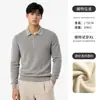 Nuevo suéter polo de punto gofrado para hombre 2026, con media cremallera, cuello y manga larga, top de punto casual para otoño e invierno