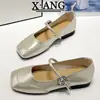 Zapatos de Piel Genuina de Boca Baja de un Solo Color con Suelas Suaves Que No Cansan los Pies, Zapatos de Mujer 2026 Nuevo Estilo de Verano, Adecuados para Faldas, Zapatos Planos Franceses Mary Jane
