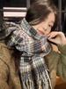 Cachecol Xadrez Retrô Estilo Japonês para Mulheres Inverno 2024 Novo Casal Atmosférico Versátil Xale Estilo Coreano Cachecol Quente