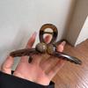 Pinza de Garra Doble de Cuentas Marrón de Alta Gama Estilo Coreano Acrílico Pasador Grande Elegante Truco para la Parte Posterior de la Cabeza Moda para el Cabello Clip de Tiburón