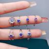 Joyería de tesoro de color directo de fábrica plata 925 chapada en oro de 18k anillo de tanzanita natural con incrustaciones multiestilo una generación de cabello