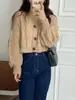 Suéter de Outono e Inverno Novo Estilo Gola V Estilo College Estilo Coreano Solto e Versátil para Estudantes Femininas Usarem como um Top Cardigan de Tricô